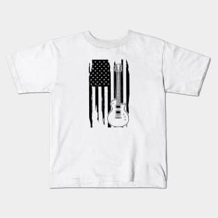 Guitar American Flag Kids T-Shirt